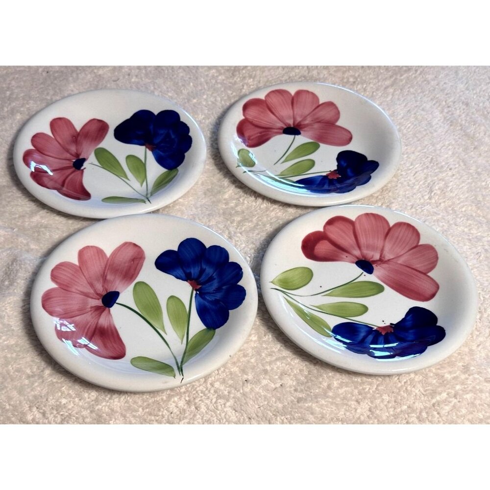 Primula Salad Plate Dessert A Mano Ceramic Daisy Replacement Four Made in Italy